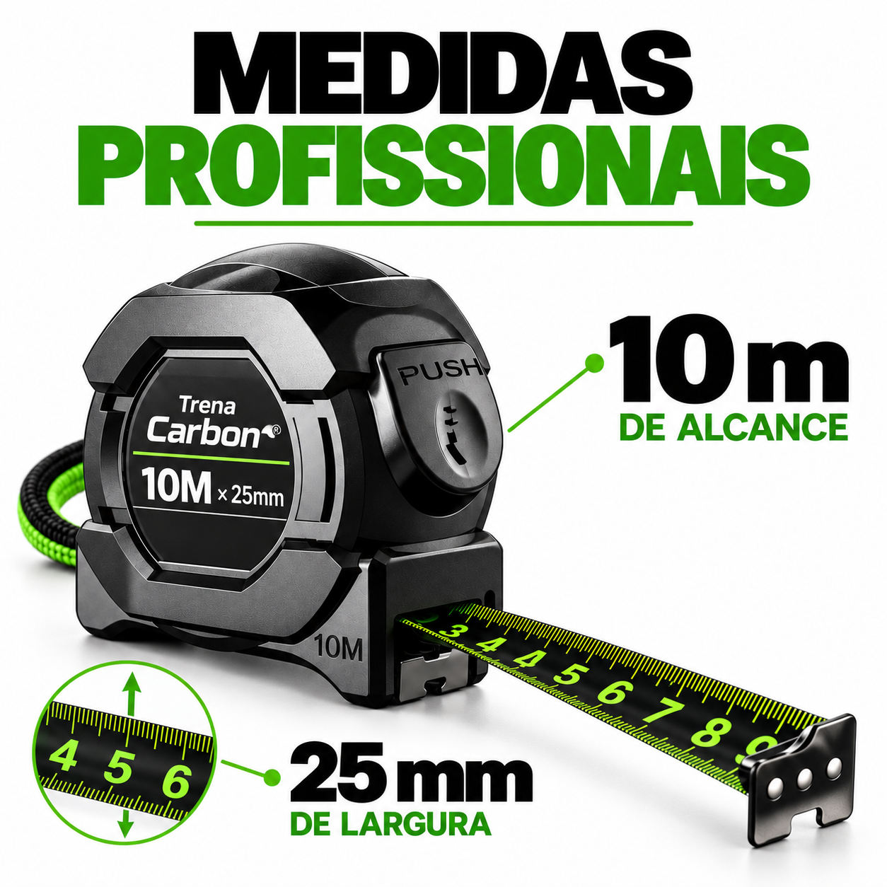 Detalhes das medidas da Trena Carbon®